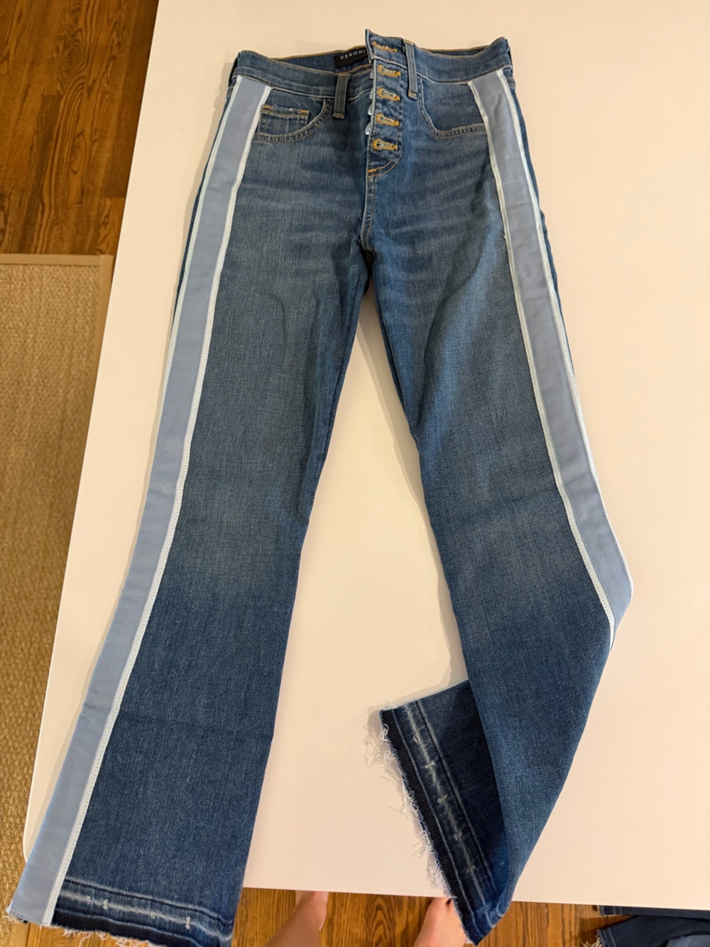 Veronica Beard Blue Denim Jeans with Light Blue Side Stripes